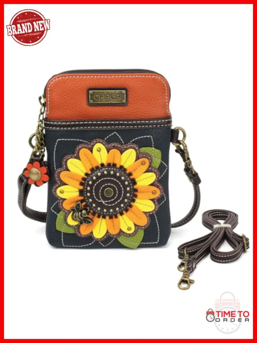 PU Leather Canvas Crossbody Cell Phone Purse with Adjustable Strap